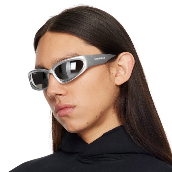 Balenciaga Women Silver Oval Sunglasses - Picture 7 of 9